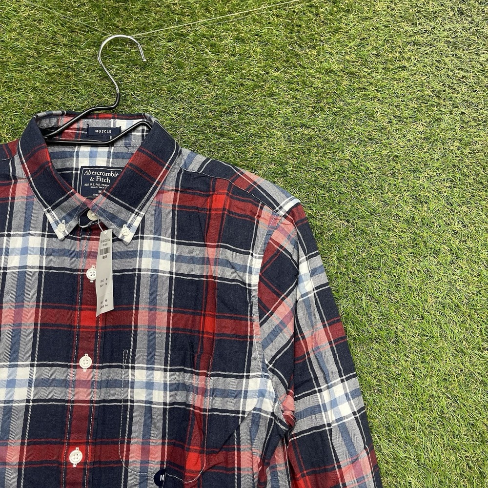 Abercrombie & Fitch Dress Shirt Mens Medium Muscle Plaid Long Sleeve Button